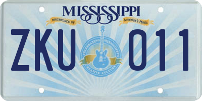 MS license plate ZKU011