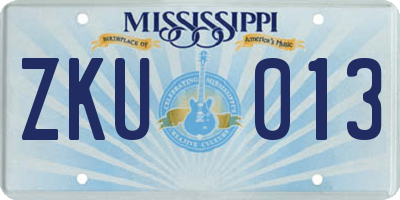 MS license plate ZKU013