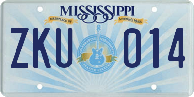 MS license plate ZKU014