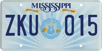 MS license plate ZKU015