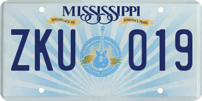 MS license plate ZKU019