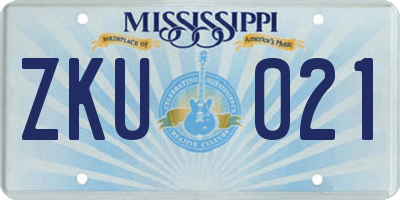 MS license plate ZKU021
