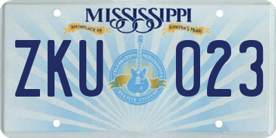 MS license plate ZKU023