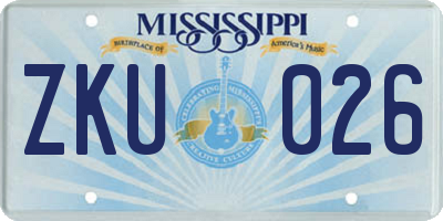 MS license plate ZKU026