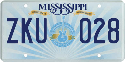 MS license plate ZKU028