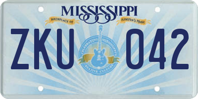 MS license plate ZKU042