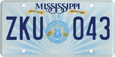 MS license plate ZKU043