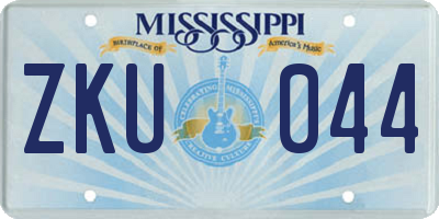 MS license plate ZKU044