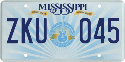 MS license plate ZKU045