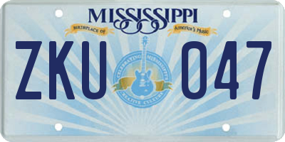 MS license plate ZKU047