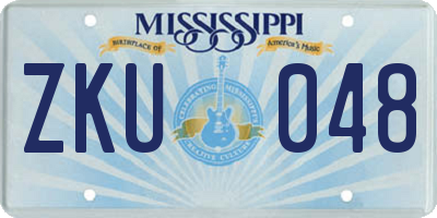 MS license plate ZKU048