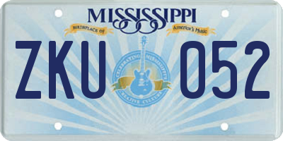 MS license plate ZKU052