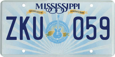 MS license plate ZKU059