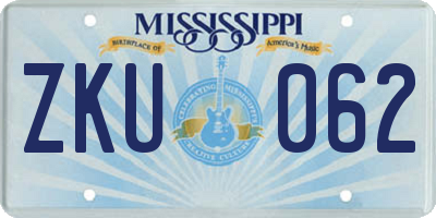 MS license plate ZKU062
