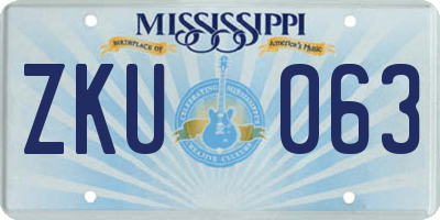 MS license plate ZKU063