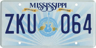 MS license plate ZKU064
