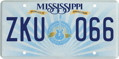 MS license plate ZKU066