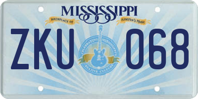 MS license plate ZKU068