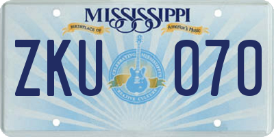 MS license plate ZKU070