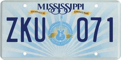 MS license plate ZKU071