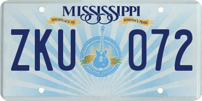 MS license plate ZKU072