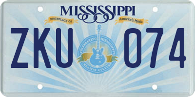 MS license plate ZKU074