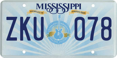 MS license plate ZKU078