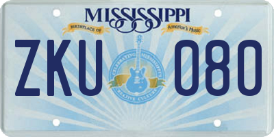 MS license plate ZKU080