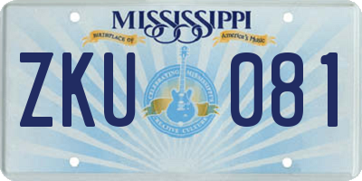 MS license plate ZKU081