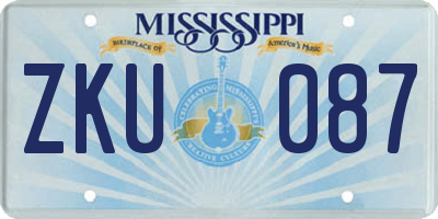 MS license plate ZKU087