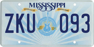 MS license plate ZKU093