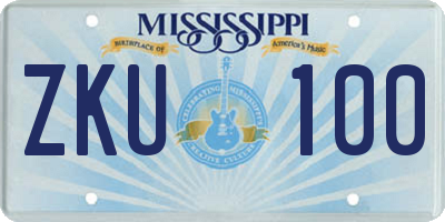 MS license plate ZKU100