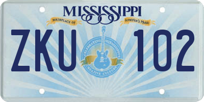 MS license plate ZKU102