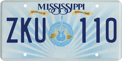 MS license plate ZKU110