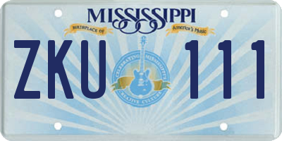 MS license plate ZKU111