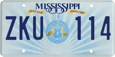 MS license plate ZKU114