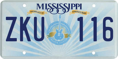 MS license plate ZKU116