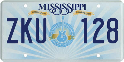 MS license plate ZKU128