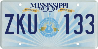 MS license plate ZKU133