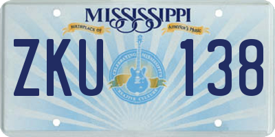 MS license plate ZKU138