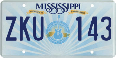 MS license plate ZKU143