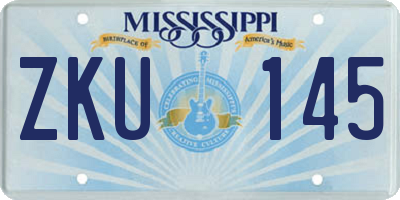 MS license plate ZKU145
