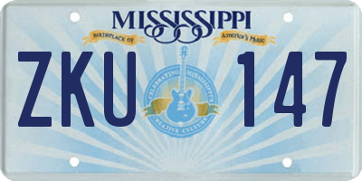 MS license plate ZKU147