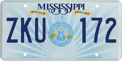 MS license plate ZKU172
