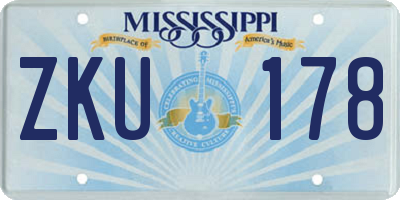 MS license plate ZKU178