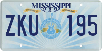 MS license plate ZKU195