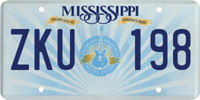 MS license plate ZKU198