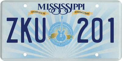 MS license plate ZKU201