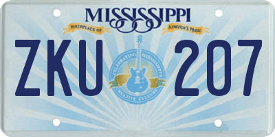 MS license plate ZKU207