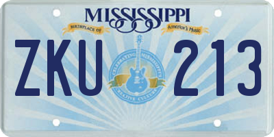 MS license plate ZKU213